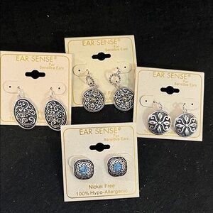 Ear Sense Silver and Blue Earring Set
